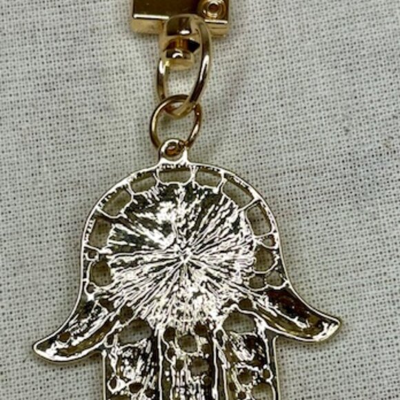 Goldtone Protection Evil Eye Hamsa Hand Keychain NEW 🧿 🪬 - Picture 3 of 4
